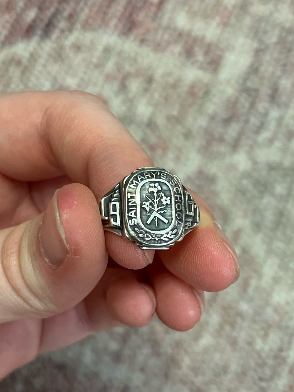 Class Ring Sterling silver vintage 1961 Saint Marys school size 8
